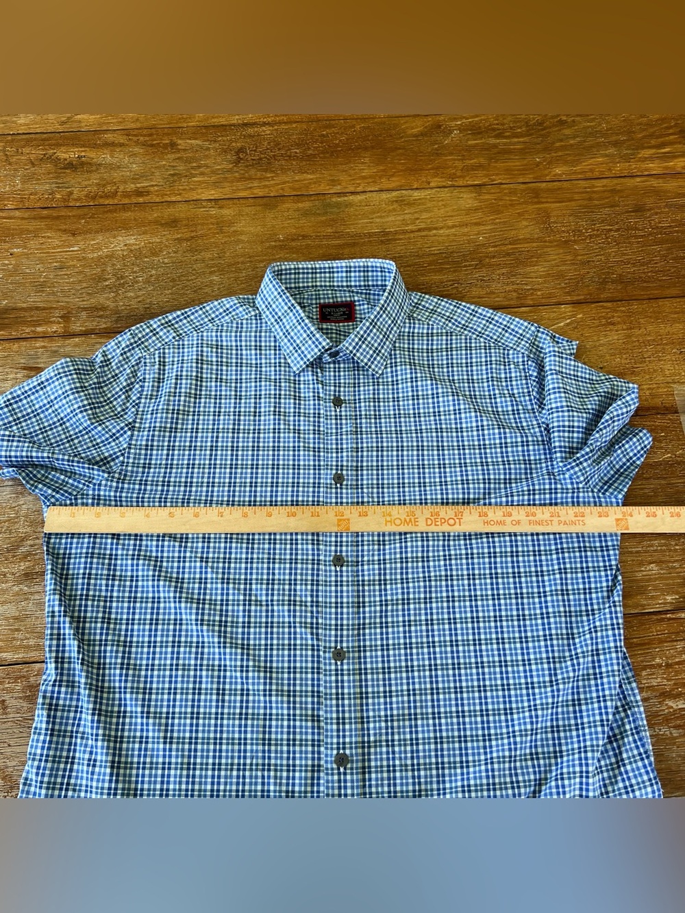 UNTUCKit Nealer Plaid Short Sleeve Performance Shirt Slim Fit Blue Green Men XL - Picture 10 of 12